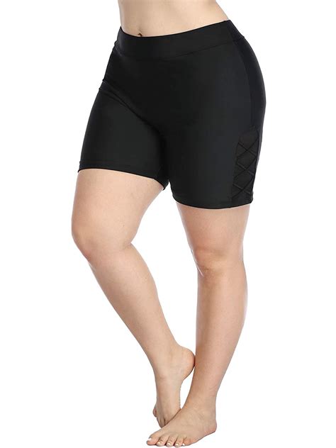 Sociala Women's Plus Stretch Board Short Tummy Control Lace-Up Swim ...