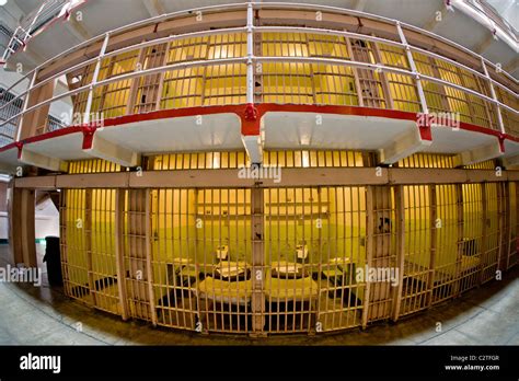 Two tiers of Cellblock C at the former Alcatraz Federal Prison in San ...