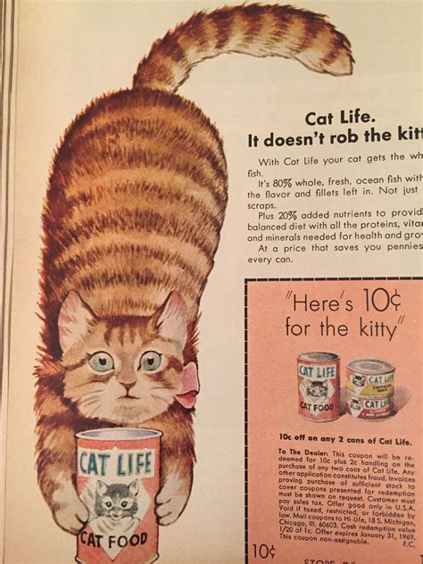 1968 Cat Life cat food ad Family Circle | Pet advertising, Vintage cat ...