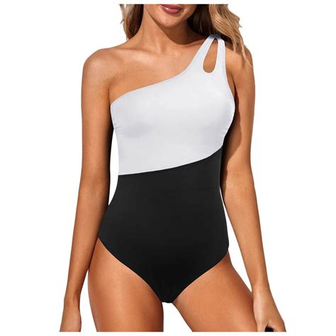 alcepopk One Shoulder One Piece Swimsuit for Women Tummy Control ...