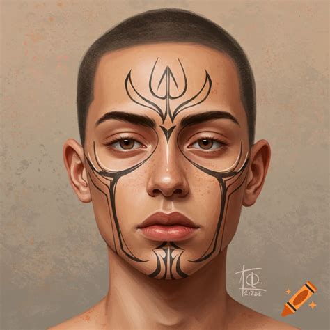 Tribal face tattoo, minimalist and delicate on Craiyon