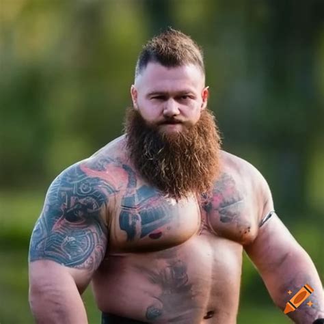 Image of a strong and muscular bearded man on Craiyon