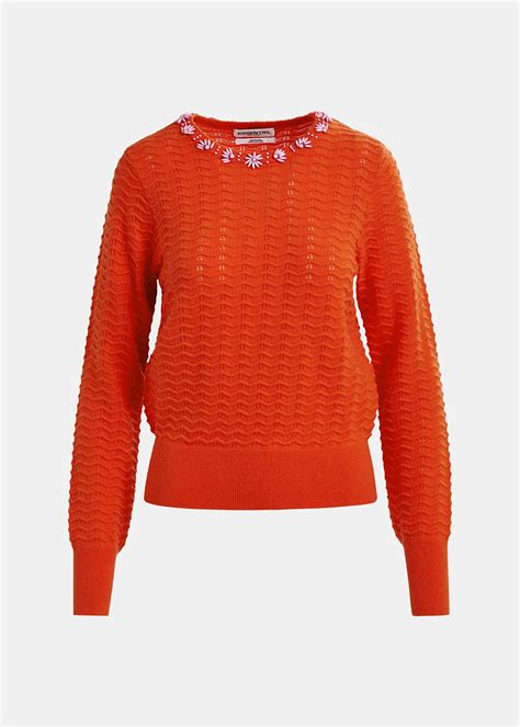 Red knit sweater with embellished neckline | Essentiel Antwerp United ...