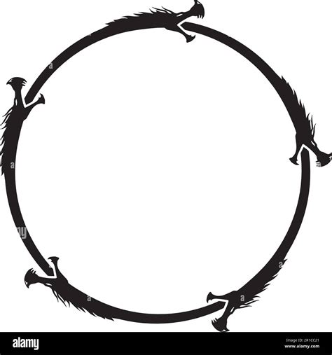 Ouroboros Circle of Five Black Dragons - Tattoo Concept Stock Vector ...