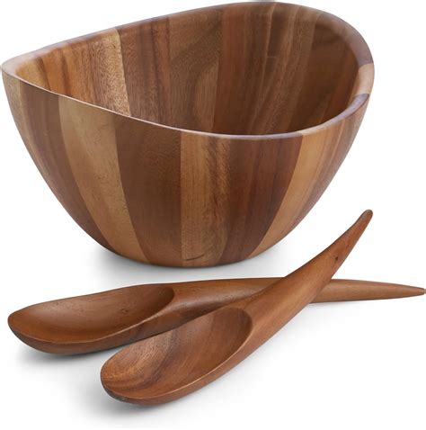 Amazon.com | JF JAMES.F Wooden Salad Bowl, 12'' Acacia Wood Large Salad ...