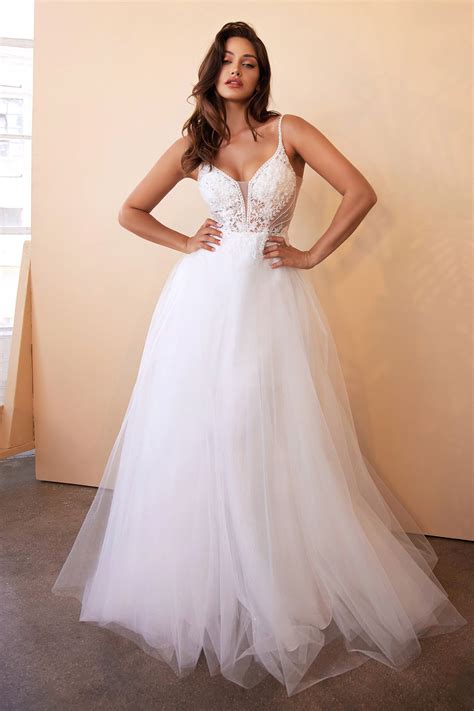 LaDivine CD0195W Illusion Sides Scoop Back Wedding Dress - MadameBridal.com