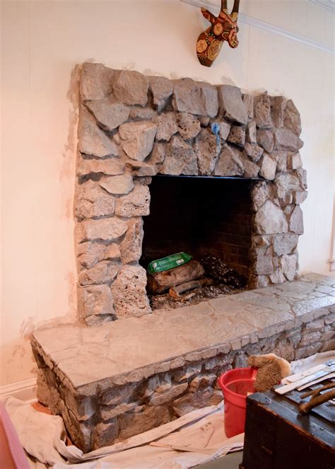 "Whitewashing" A Stone Fireplace with Grey Paint - Land of Laurel ...
