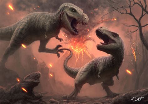 Tyrannosaurus Rex Fighting