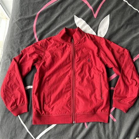 red Polo bomber jacket ! size small (womens 10) in... - Depop