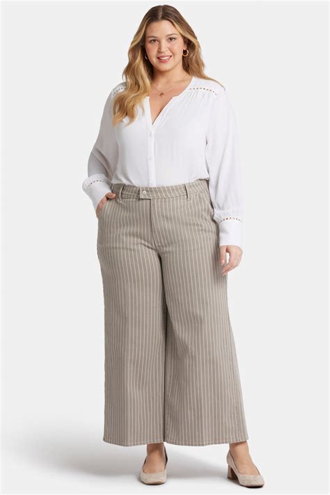 Mona Wide Leg Trouser Ankle Jeans In Plus Size With High Rise ...