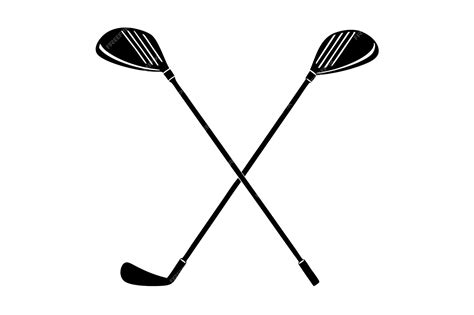 Two crossed golf clubs and ball Stick for golf black silhouette ...