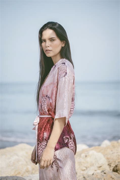 French Riviera Resort Wear Silk Set Devore Turtles Fushia - VITA