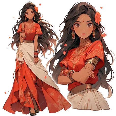 Premium Photo | Anime Concept Elegant Tall Girl With Traditional Indian ...