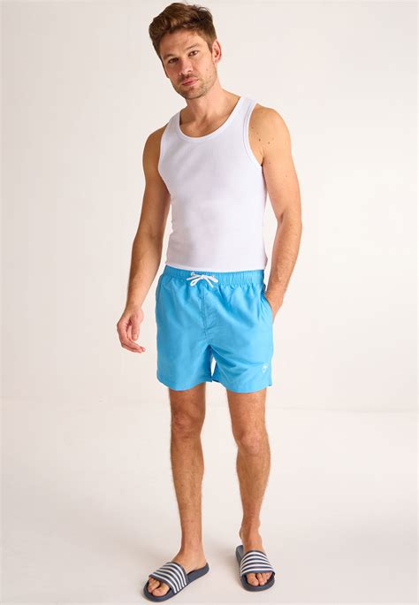 Mens Mid Blue Swim Shorts | Peacocks