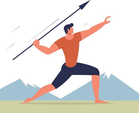 Javelin throw, Man throwing a spear flat style vector illustration ...