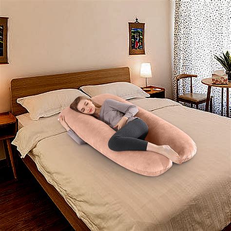 Qnjujn Extra Long U Shaped Body Pillow, Cooling Pregnancy Pillows for ...