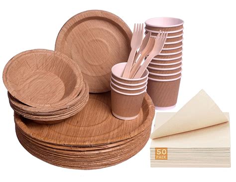 Zig Zag Compostable Eco Friendly 50 Pcs Disposable Dinnerware Set ...