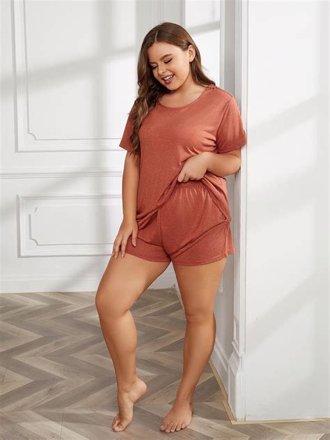 Sleepwear for Women Plus Size Pajama Set 2 Piece Short Sleeve Top and ...