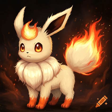 An adorable, fluffy white Eevee-like creature with glowing blue eyes ...