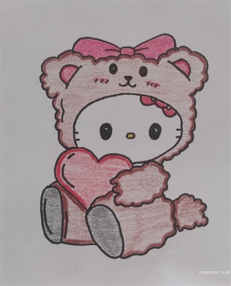 Hello kitty drawing in 2025 | Kitty drawing, Hello kitty drawing, Cute ...