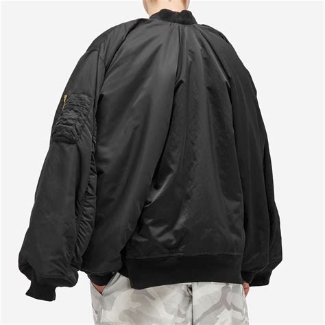 Balenciaga Men's Double Sleeve Nylon Bomber Jacket in Black Balenciaga