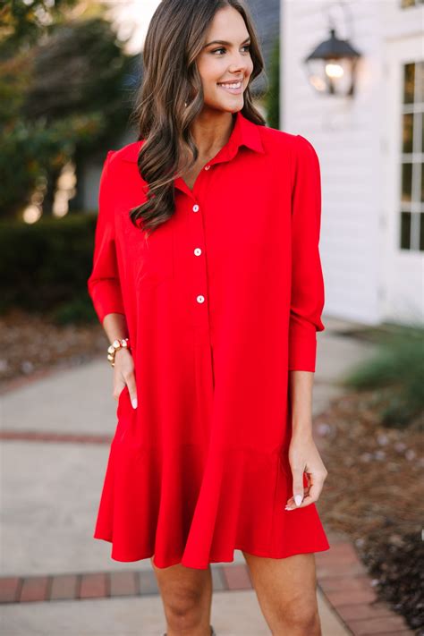 Share Your Story Red Shirt Dress – Shop the Mint