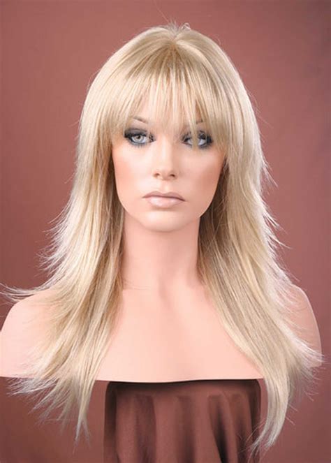Long blonde wig with fringe online