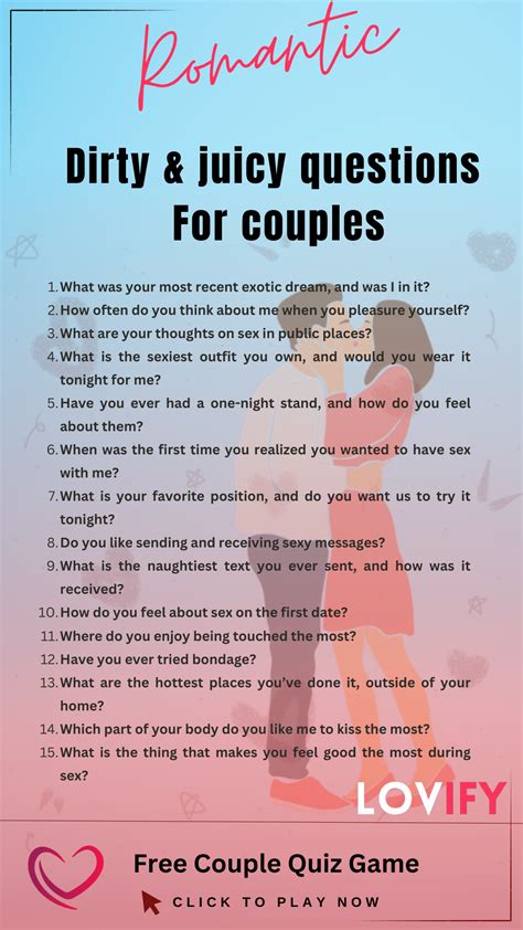 Dirty & juicy questions For couples | Date idées, Conseils pour couple ...