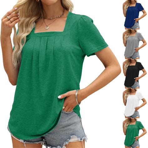 HAPIMO Women's Loose Pullover Tunic Clearance Summer Tees Short Sleeve ...