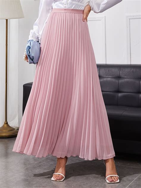 Solid pleated maxi skirt – Artofit