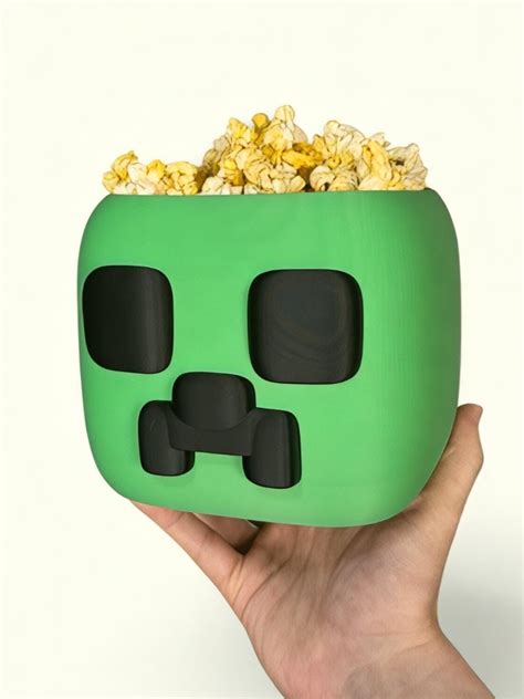 Minecraft Popcorn Creeper Bucket 3d Printed - Etsy