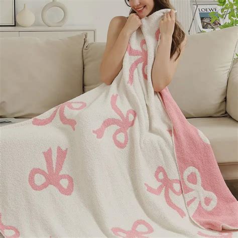 Amazon.com: Luxape Bow Blanket Pink Bows Soft Throw Blanket Reversible ...