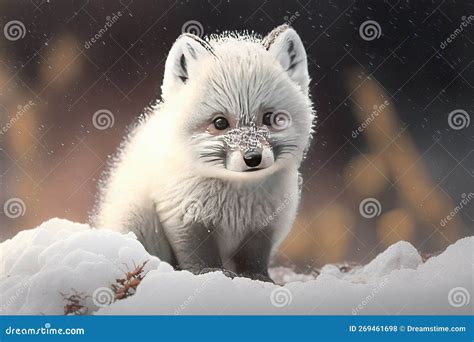 Baby Arctic Fox Vulpes Lagopus In Svalbard, Norway.Generative Ai Stock ...