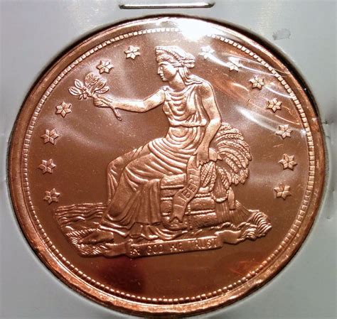 1 OZ PURE COPPER SEATED LADY LIBERTY COIN