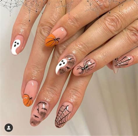 Halloween inspired almond shaped nails | Festival nails, Halloween ...