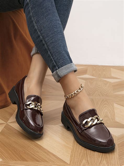 Chain Decor Flat Loafers | Loafers, Loafers for women, Casual shoes