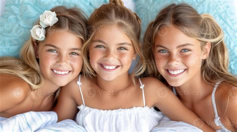 AI generated Three Young Girls Laying Together in Bed 38264503 Stock Photo at Vecteezy