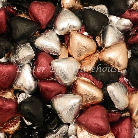 Milk Chocolate Hearts - Burgundy, Silver, Black and Rose Gold