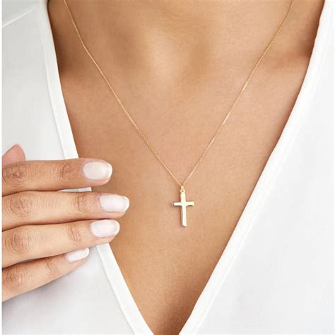 14k Solid Gold Cross Necklace Silver Cross Necklace Women - Etsy