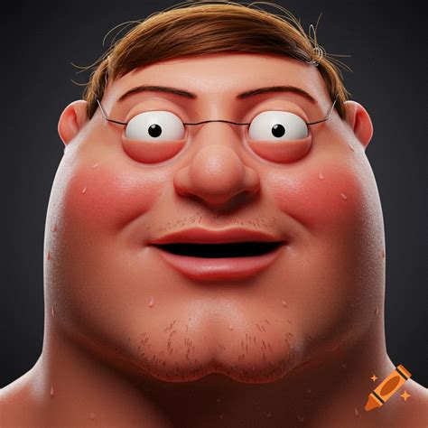 Hyper-realistic close-up 3D render of Peter Griffin with sweat droplets ...