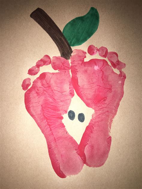 Footprint Apple in 2025 | Baby art projects, Footprint crafts ...