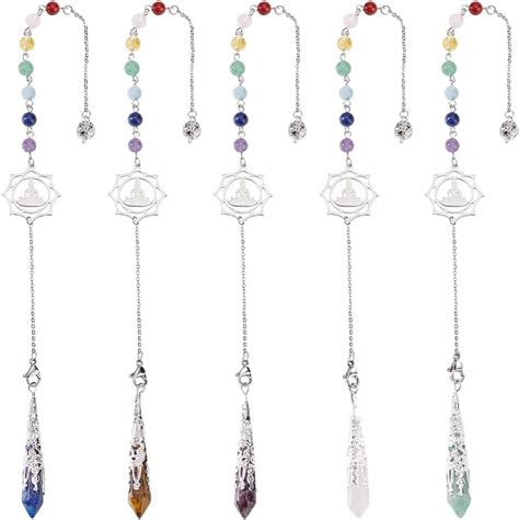 5 Pcs Pendulum for Divination 5 Styles Natural Wrapped Gemstone Dowsing ...