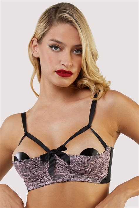 Elsie Pink Lace Quarter Cup Bra – Playful Promises USA