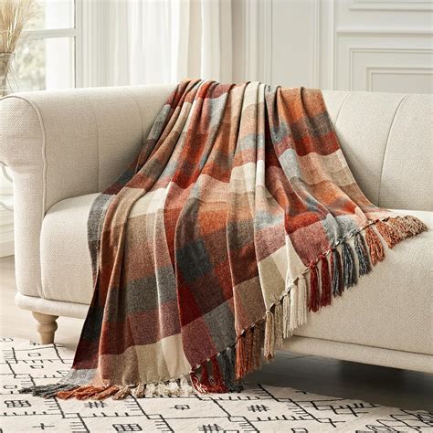 EVERGRACE Plaid Chenille Throw Blanket for Couch, Super Soft Cozy ...