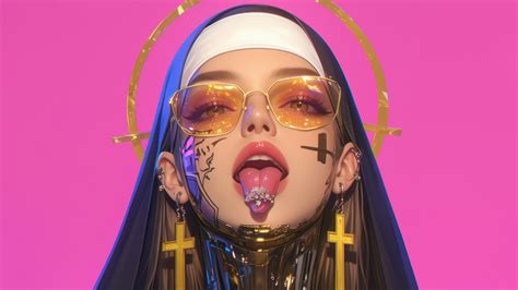 Anime Girl Nun with Glasses 4K #2040k Wallpaper 4K PC