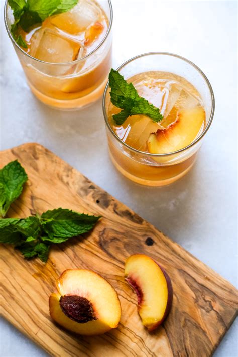 Peach Bourbon Smash Cocktail Recipe | Kiersten Hickman