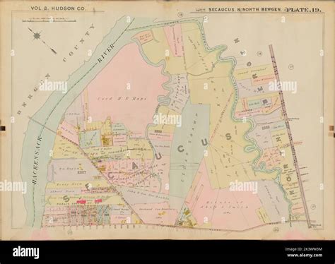 Hudson County, V. 2, Double Page Plate No. 19 Map bounded by Hackensack ...