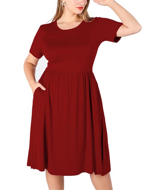 POSESHE Women's Plus Size Casual Dress, Short Sleeves, Loose Flowy ...