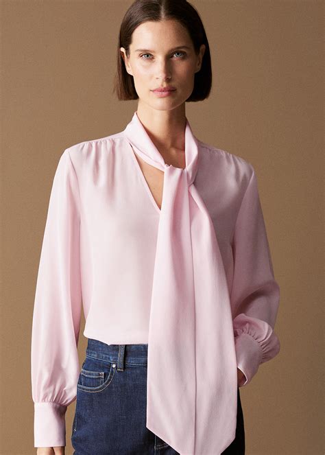 Silk Tie Neck Relaxed Blouse | Woolworths.co.za