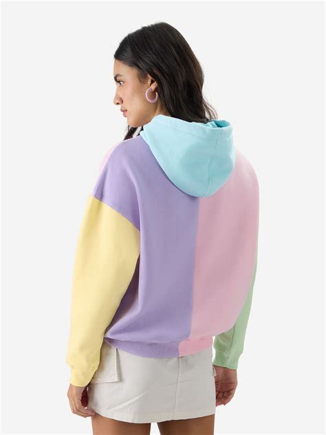 Buy Official Ice Cream Colour Block Women Oversized Hoodies